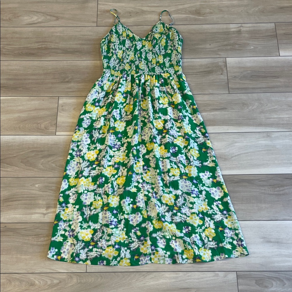 Rebecca Taylor silk Floral Green midi Dress size 6